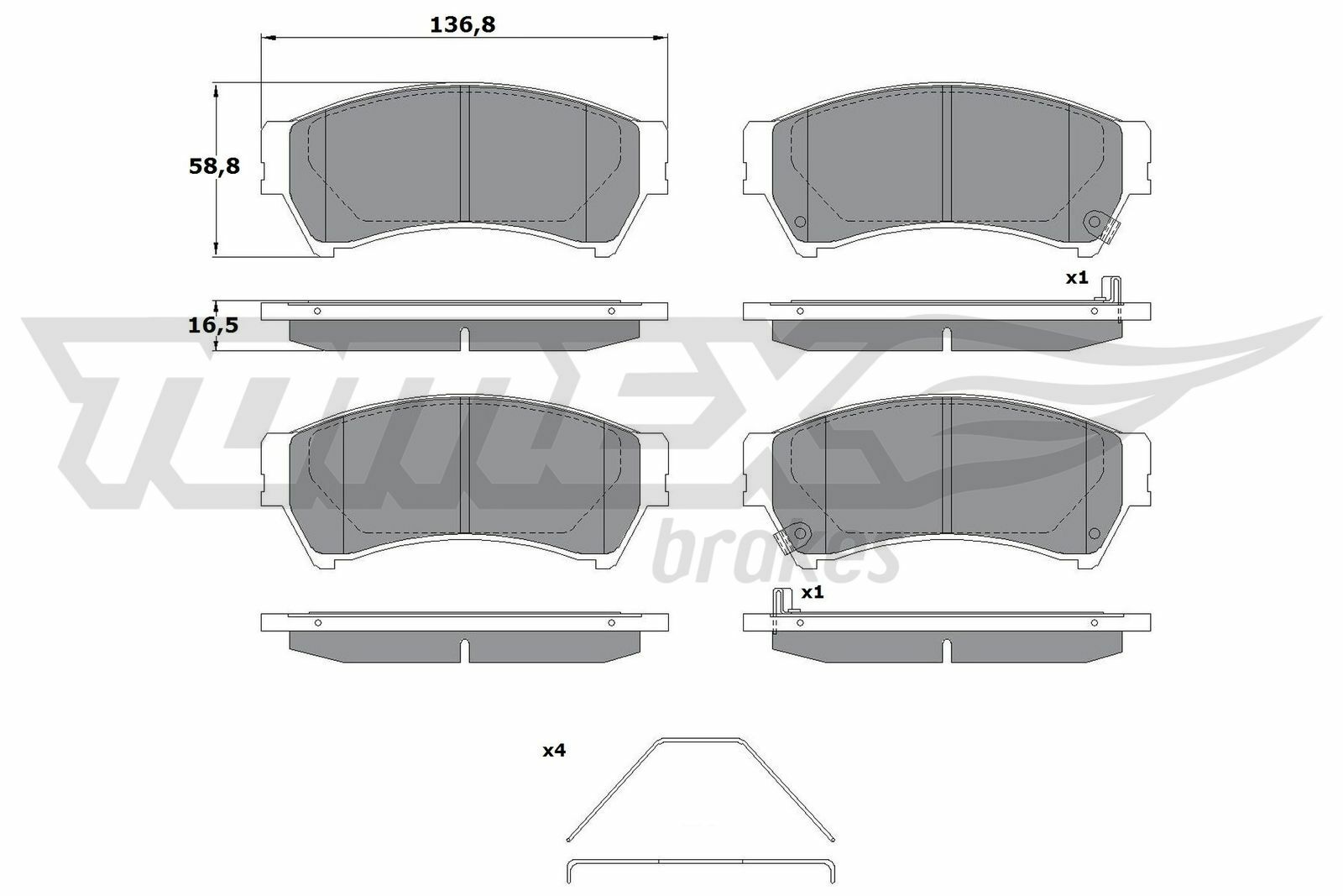 Sada brzdových destiček, kotoučová brzda TOMEX Brakes